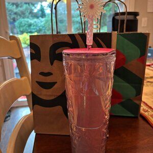 STARBUCKS WICKED TUMBLER PINK PRISM COLD CUP W/ MAGIC WAND STRAW TOPPER (24oz)